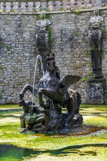 The Mannerist garden of surprise in Bagnaia, Viterbo, central Italy, attributed to Jacopo Barozzi da Vignola