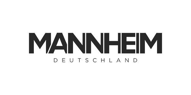 マンハイム・ドイツのモダンでクリエイティブなベクターイラストデザインは、旅行バナーポスターやポストカード用にドイツの都市を特集しています