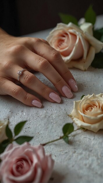 Foto manos de la novia recibiendo manicura antes de la boda