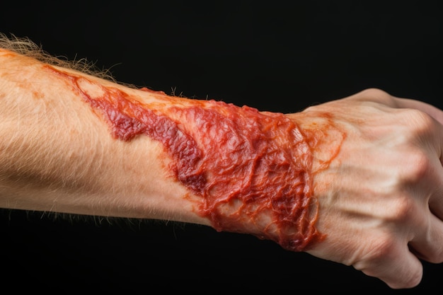 a mans arm with blood on it