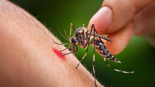 Photo a mans hand with a spider on his arm