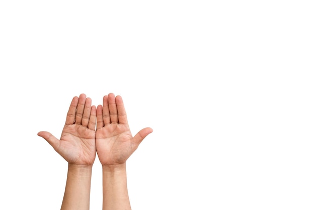 Photo mans hands isolated on white background for palm reading palmistry