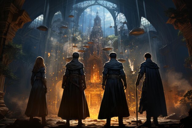 Photo mansion of mystical light a tale of two paladin men one monk girl and two wizard men