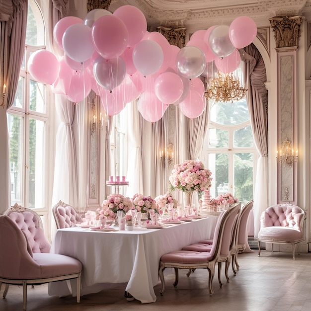 A mansion with a large chandelierPretty pink roomafterno