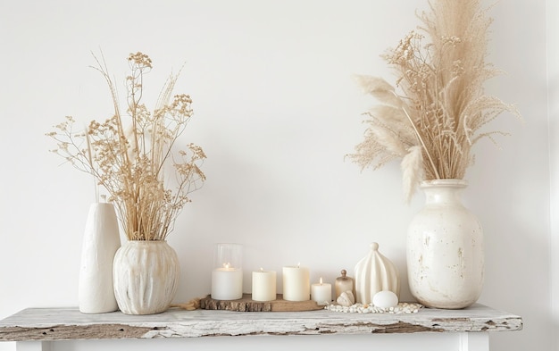 Photo mantel decor on white background