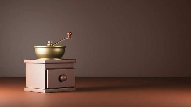 manual coffee grinder for grinding coffee beans 3d rendering