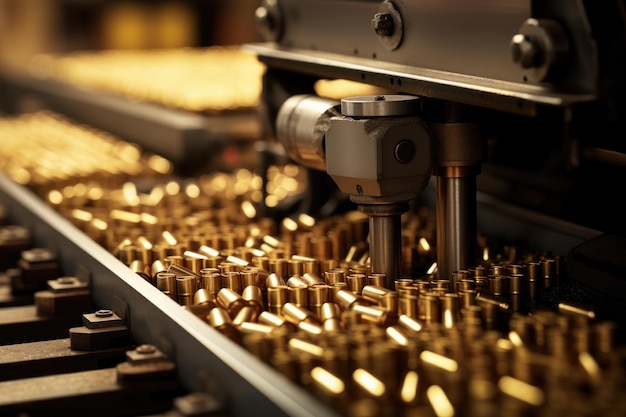 Manufacture of shells and cartridges on the assembly line of a military plant