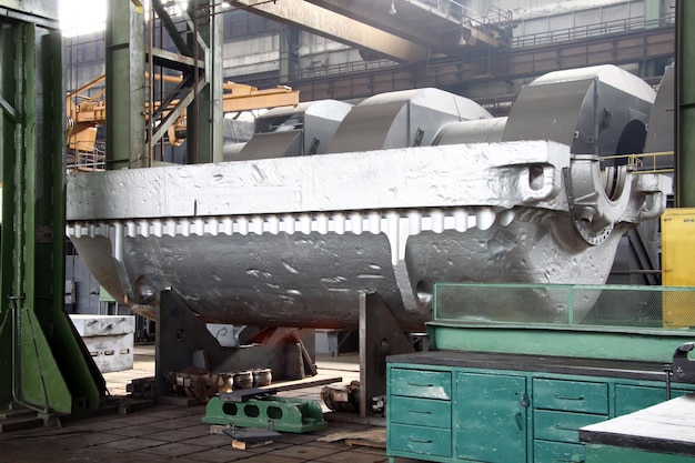 Manufacture of water turbines The huge machine turbine production Large parts of the plant