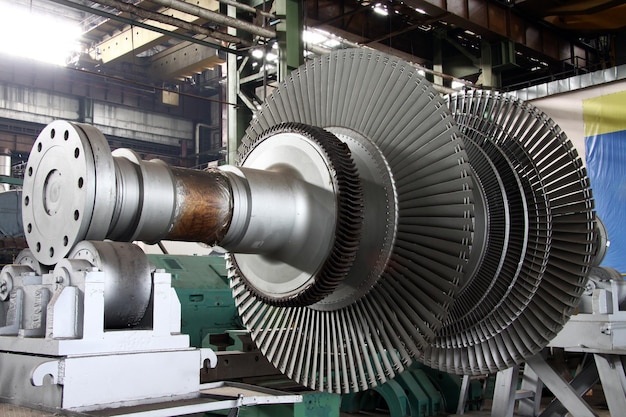 Manufacture of water turbines The huge machine turbine production Large parts of the plant