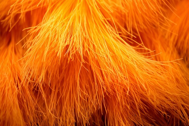 Many abstract orange fibers of feather