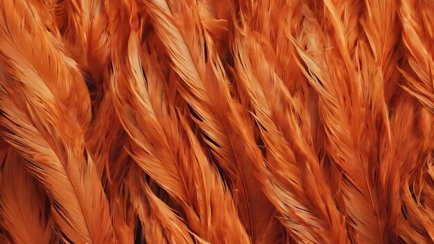 Many abstract orange fibers of feather