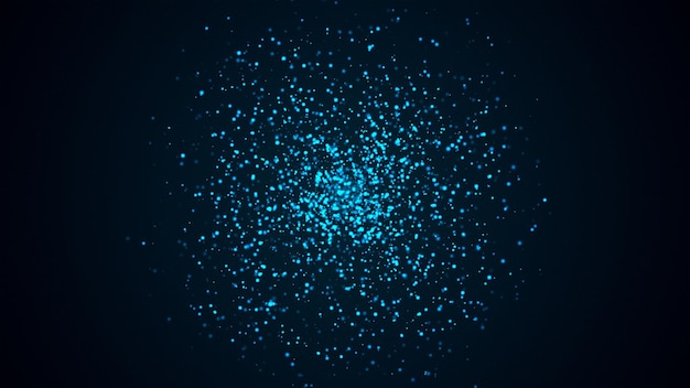 Many abstract small blue particles in sphere shape in space computer generated abstract background 3D render