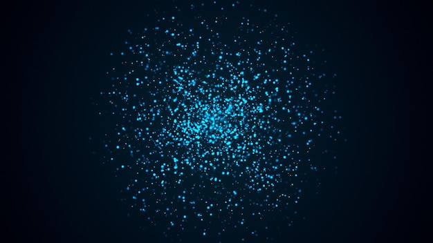 Photo many abstract small blue particles in sphere shape in space computer generated abstract background 3d render