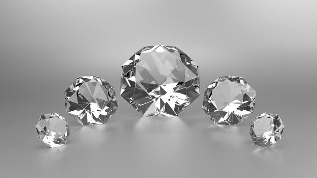 Many beautiful diamonds on white background 3D rendering