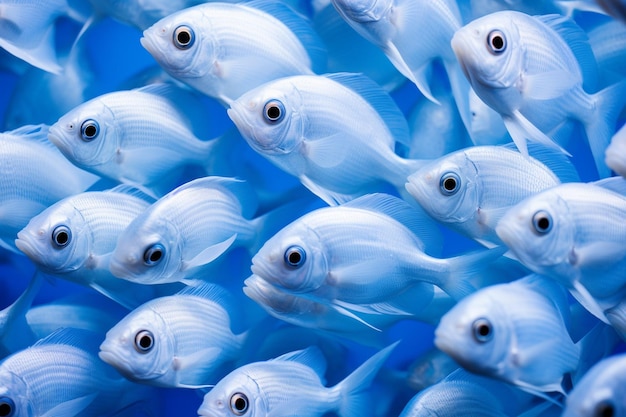 Premium Photo | Many blue fish in a large aquarium