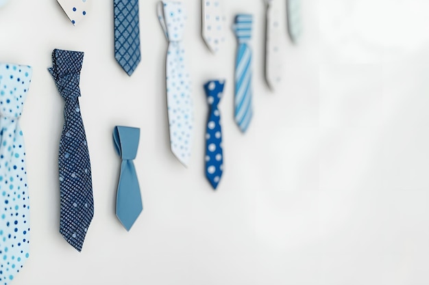 Many blue neckties on a white background 3d rendering