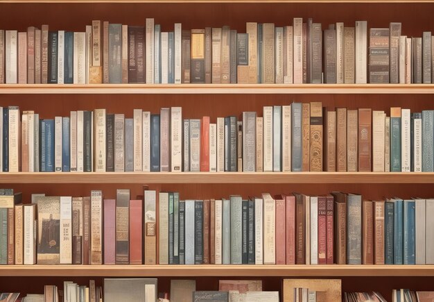 Photo many books on a shelf in a library