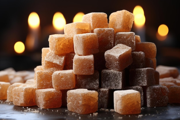 Many brown sugar cubes