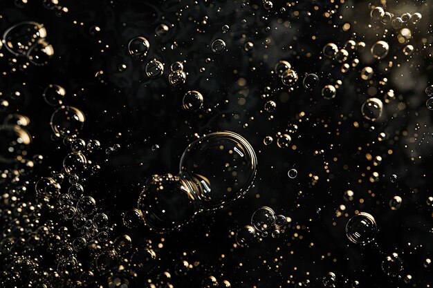 Photo many bubbles in dark oil