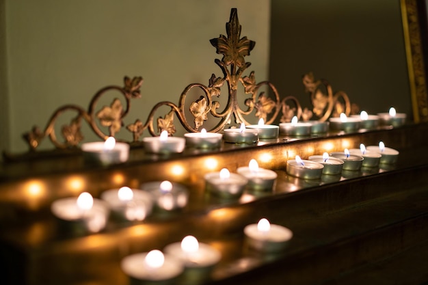 Many candles in the church