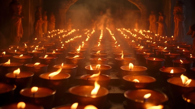 Many candles in the temple Generative AI