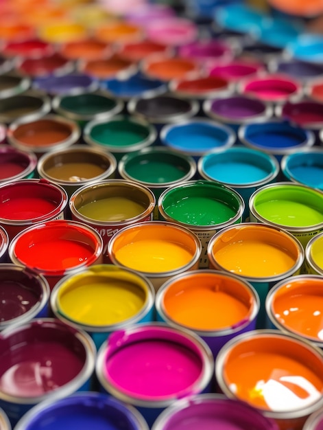 Many Cans of Vibrant Paints