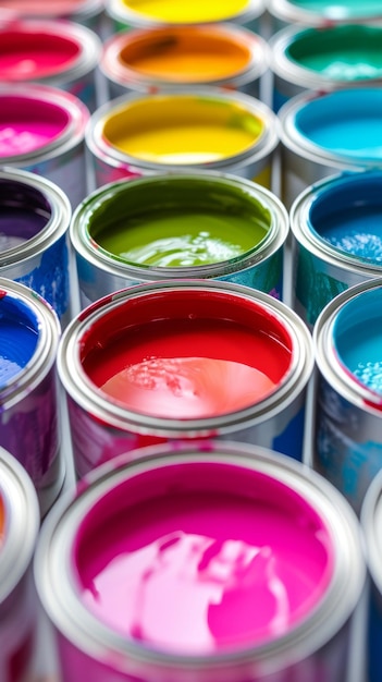 Many Cans of Vibrant Paints