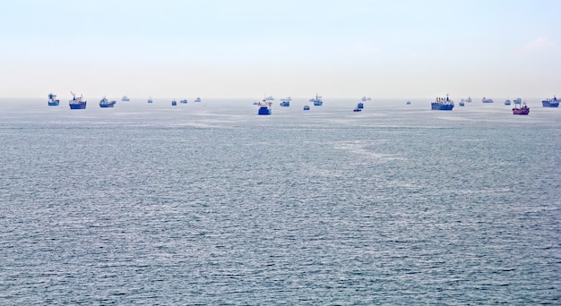 Many cargo ships at Istanbul, Turkey