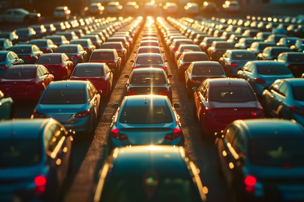 Photo many cars parked in the car parking lot