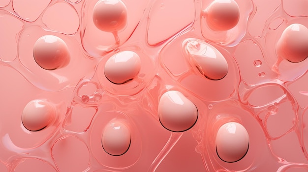 Foto molte cellule su uno sfondo rosa divisione cellulare