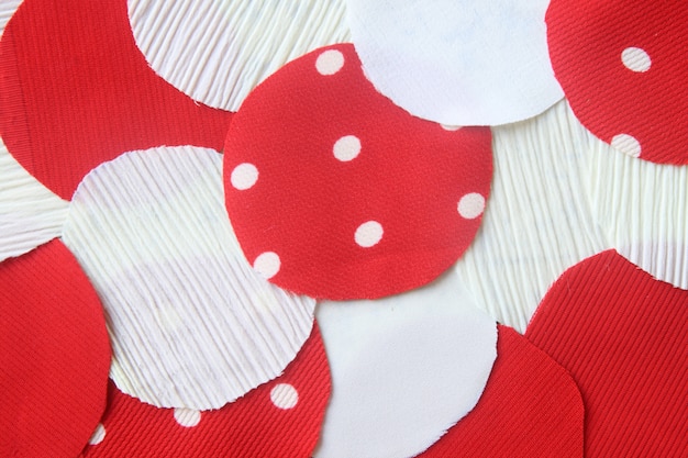 Many circle red and white rag fabric for background