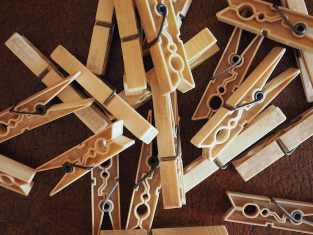 Many clothespin pegs