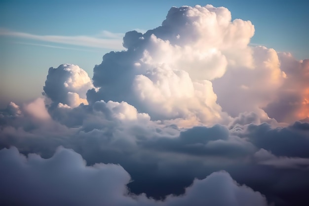 空の背景の上に多くの雲