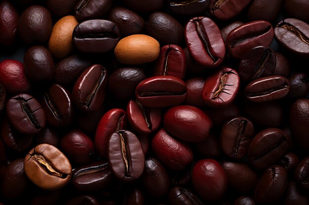 many coffee beans on a colorful background