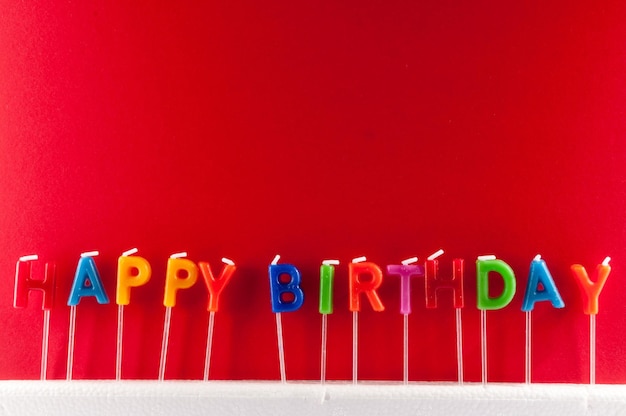 Many Colored Candles with Text Happy Birthday