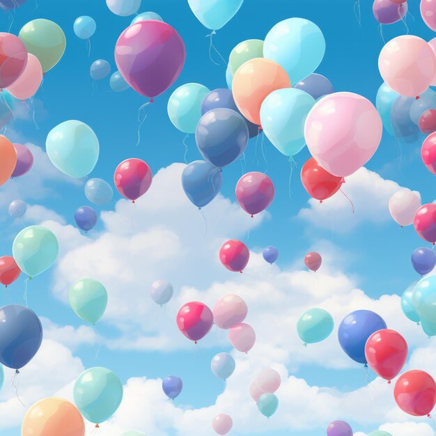 Many colorful balloons on the sky Seamless pattern concept