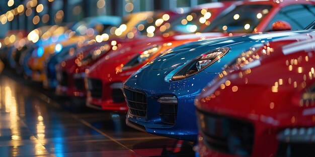 many colorful car in indoor parking