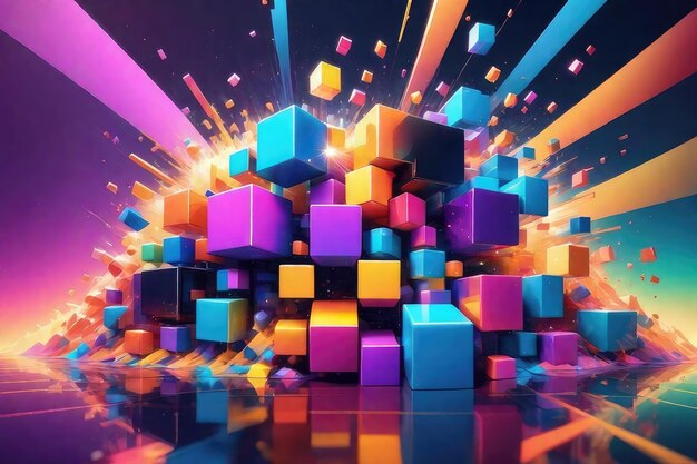 Foto molti cubi colorati sullo sfondo astratto