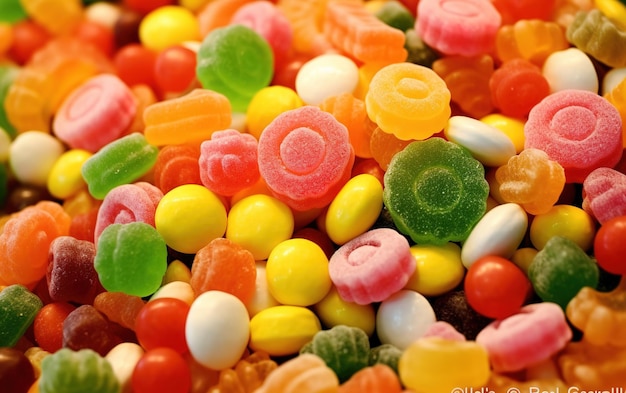 Многие красочные глянцевые конфеты