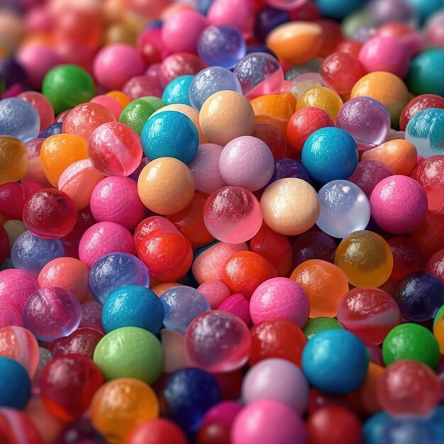 Many colorful glossy candies