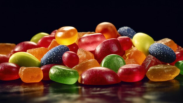 Many colorful glossy candies