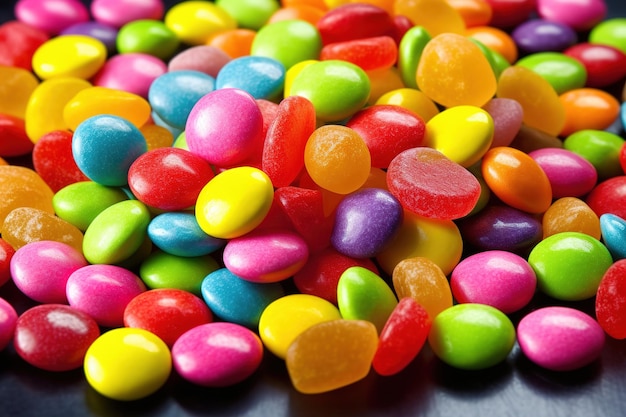 Many colorful glossy candies