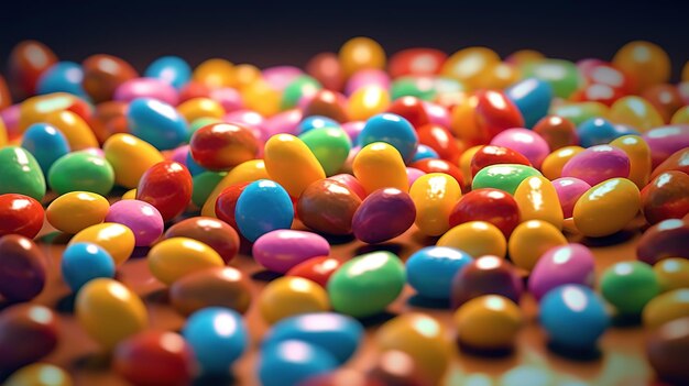 Many colorful glossy candies