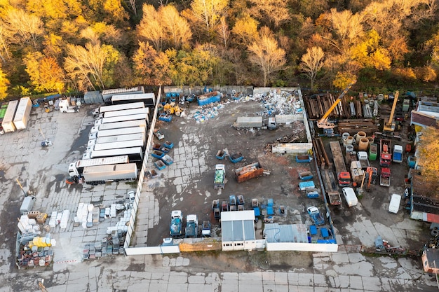 Many containers for collecting and sorting metal and various waste for further processing