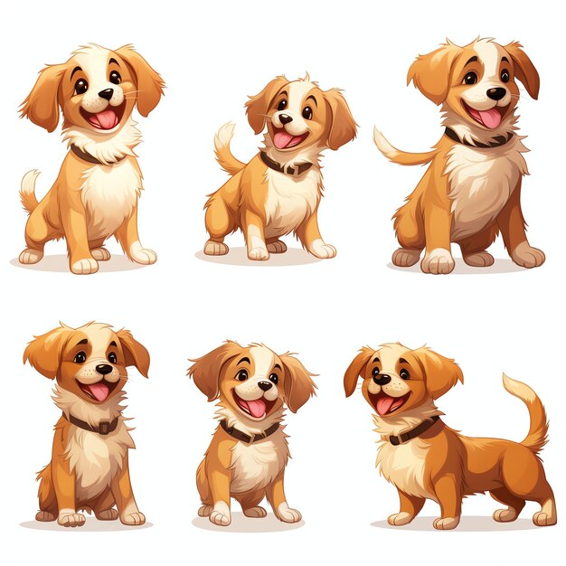 many cute dogs clip art watercolour vector minimal white background