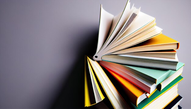 Many different books on light background professional