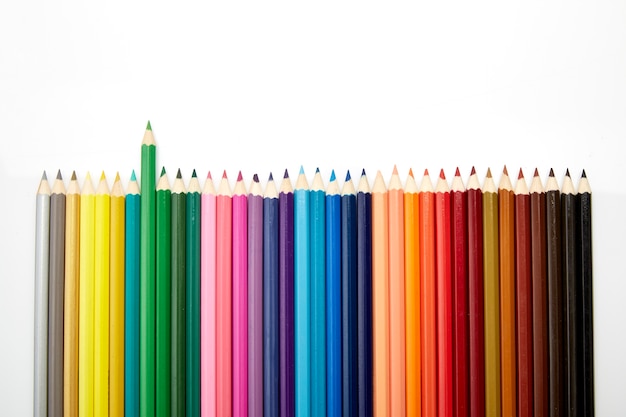 Coloring Pencils Set simple flat design on white background. Set of rainbow  vector colored pencils. Kids school stationery Doodles drawn by colorful  pencils. Colored wooden pencils Kids activities 20261149 Vector Art at