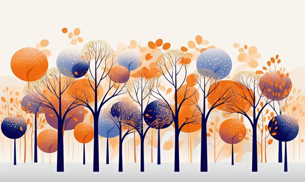 Photo many different colorful trees are arranged in a line in the style of playful illustrations