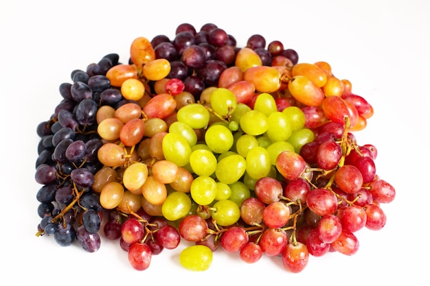 Many different grape varieties isolated on white background