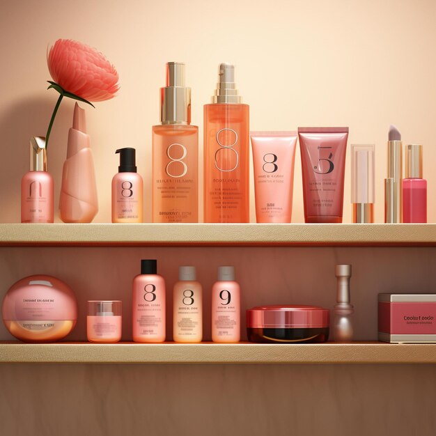 Photo many different types of cosmetics on a shelf